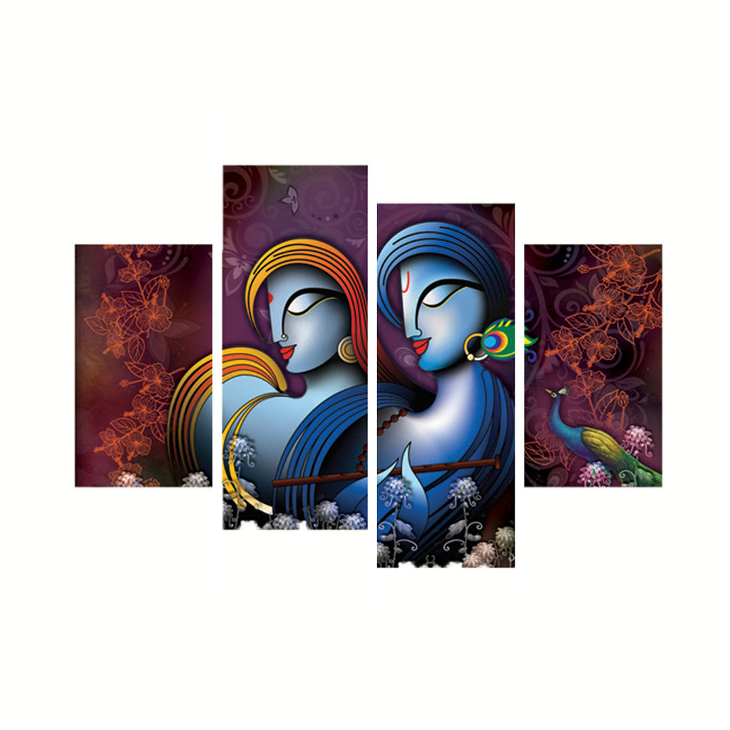 Set of 4 Radha Krishna Premium Canvas Painting Kafalo