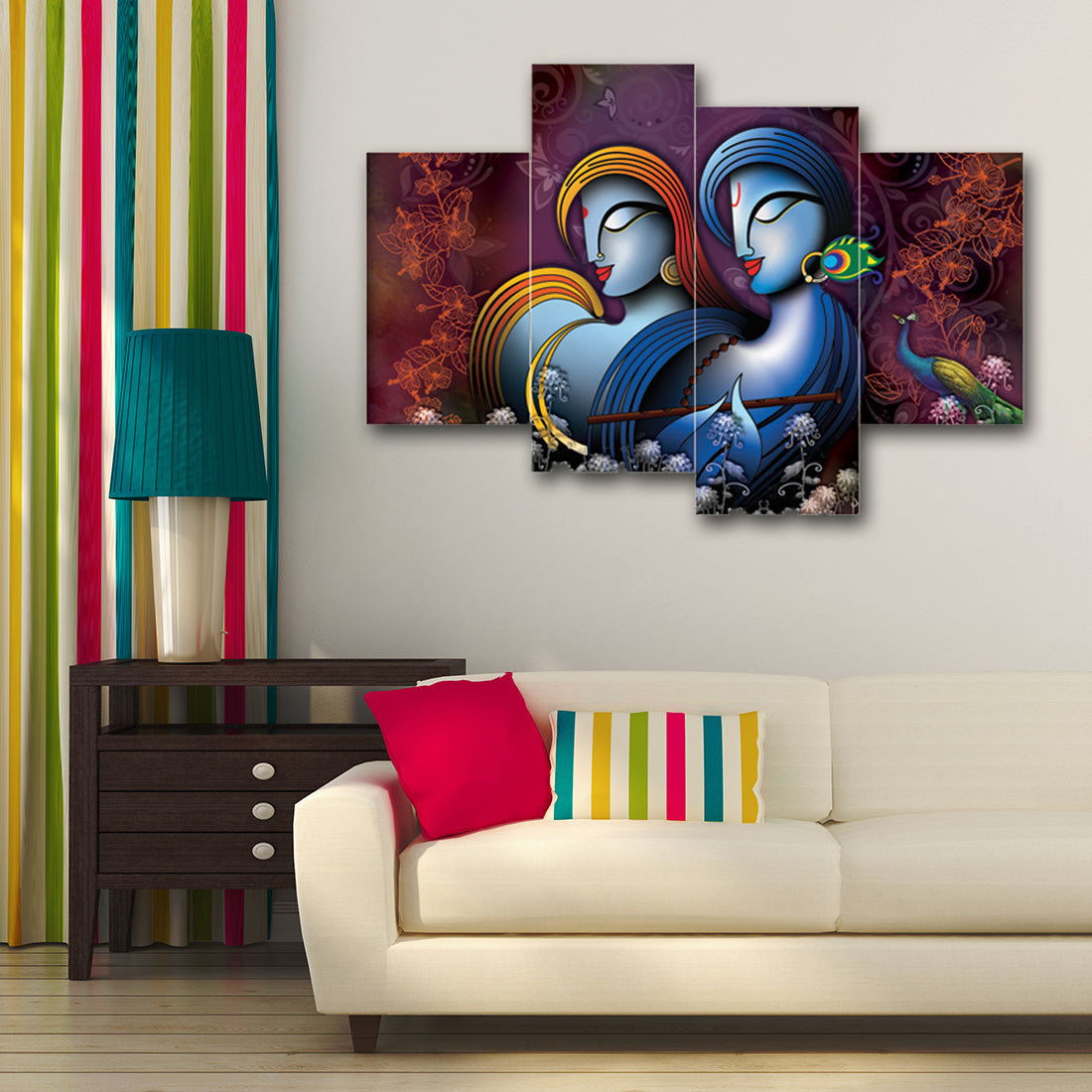 Set of 4 Radha Krishna Premium Canvas Painting Kafalo
