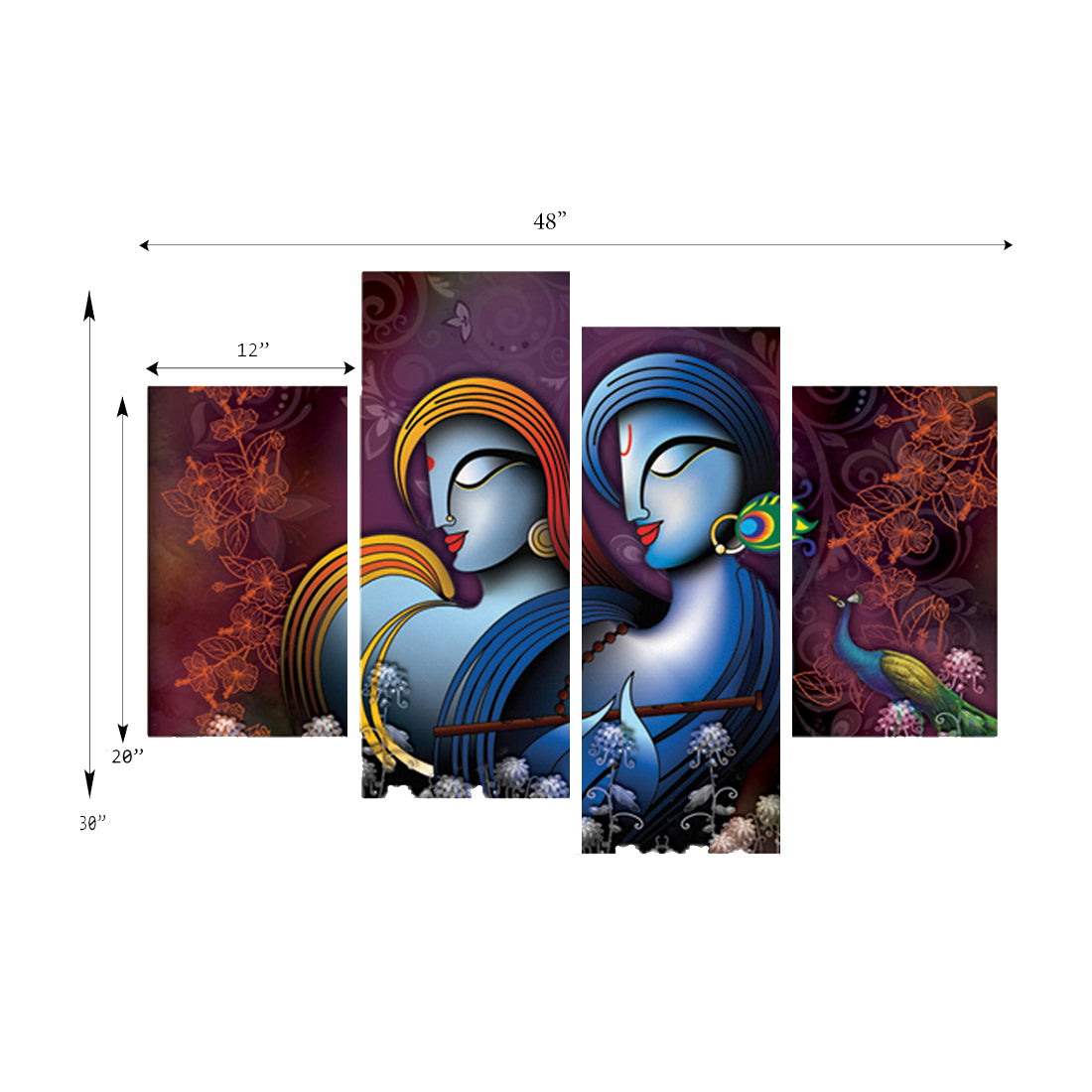 Set of 4 Radha Krishna Premium Canvas Painting Kafalo