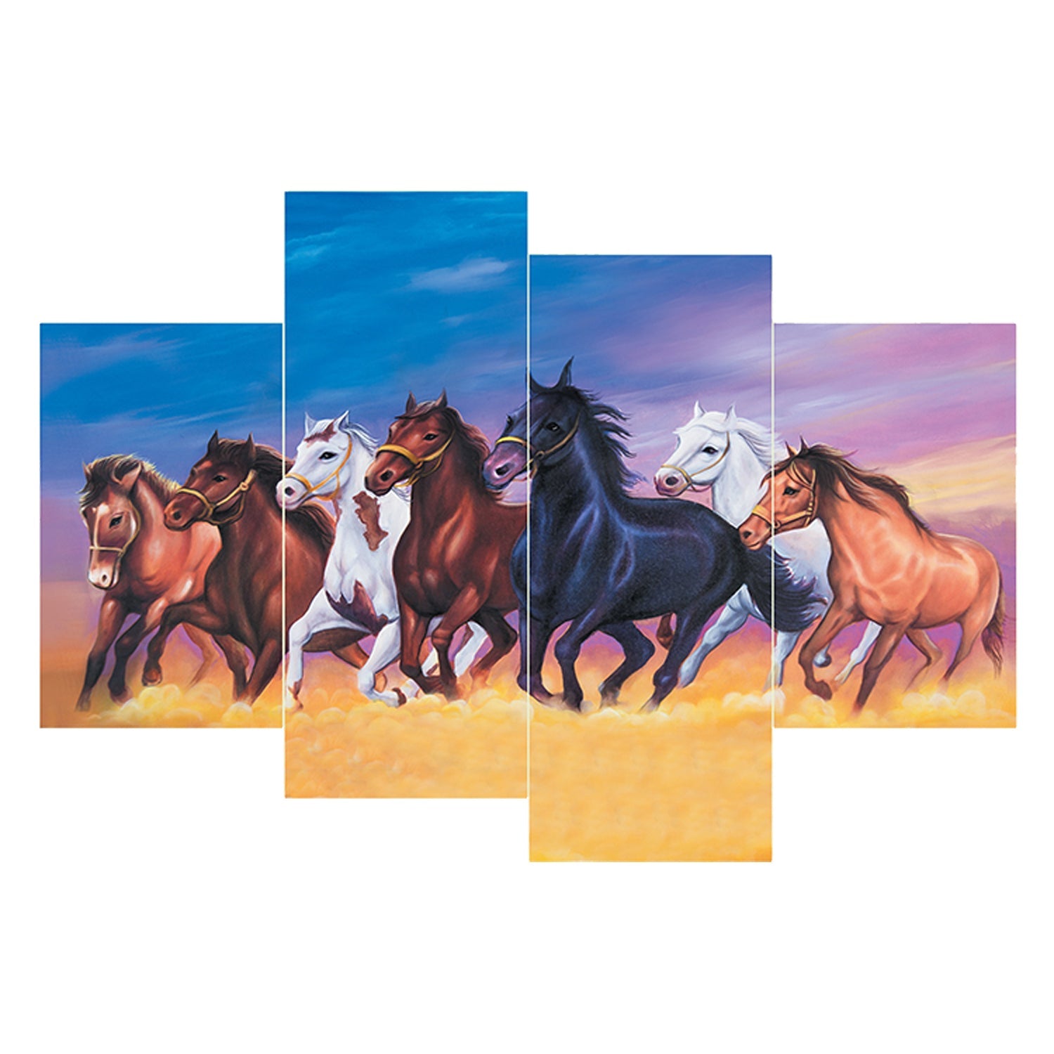 Set of 4 Running Horses Premium Sunboard Panels Painting Kafalo