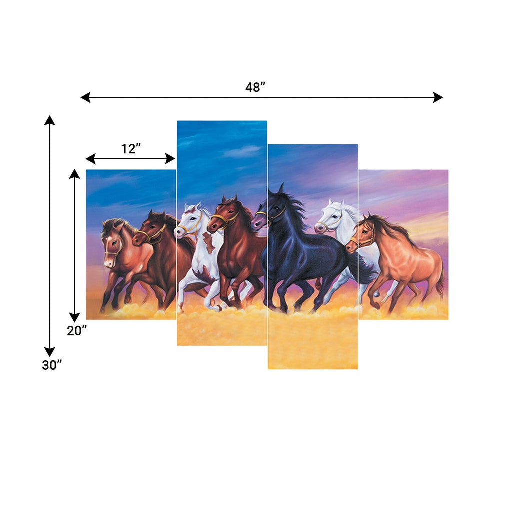 Set of 4 Running Horses Premium Sunboard Panels Painting Kafalo