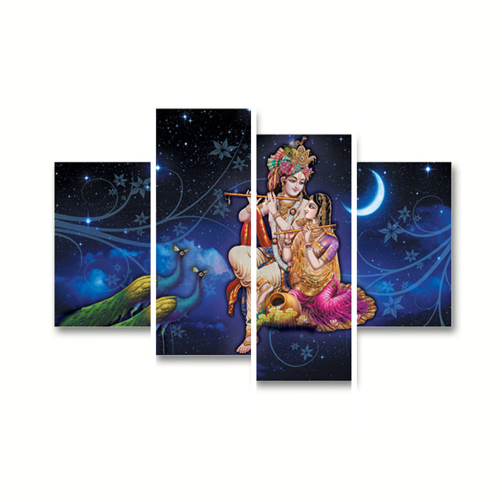 Set of 4 Radha Krishna Premium Canvas Painting Kafalo