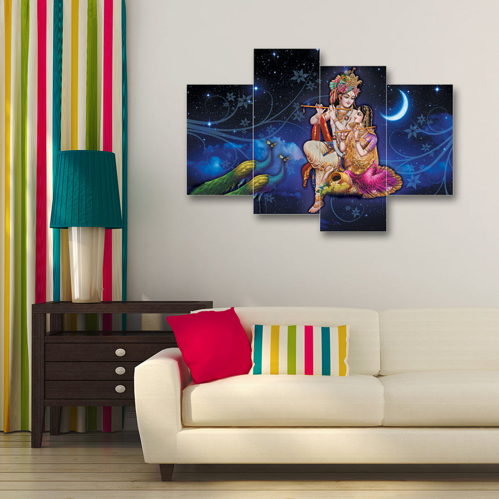 Set of 4 Radha Krishna Premium Canvas Painting Kafalo