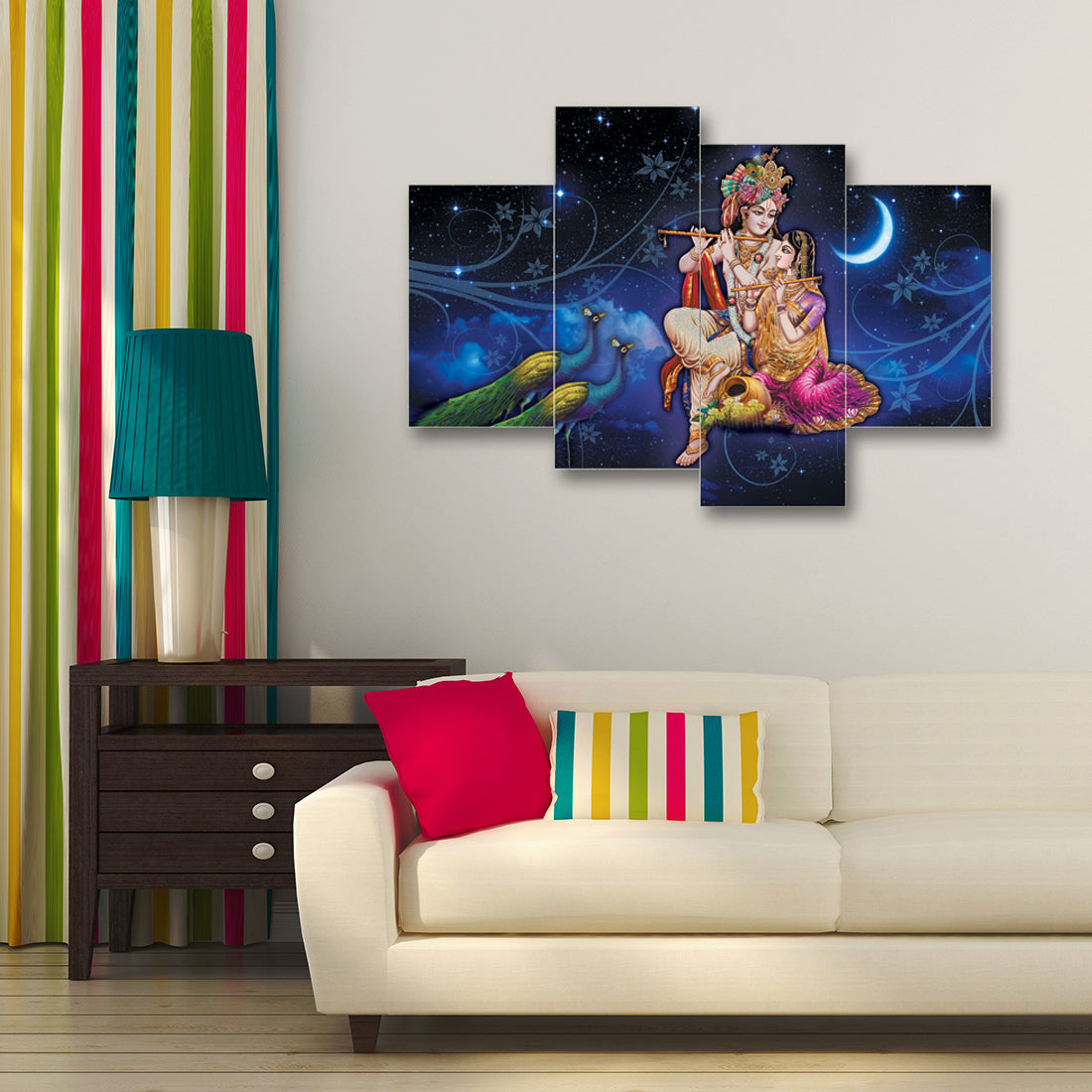 Set of 4 Radha Krishna Premium Canvas Painting Kafalo