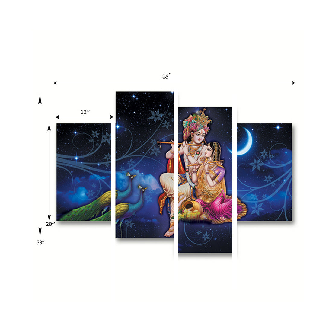 Set of 4 Radha Krishna Premium Canvas Painting Kafalo
