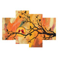 Set of 4 Kissing Birds on Tree Branch Premium Sunboard Panels Painting Kafalo