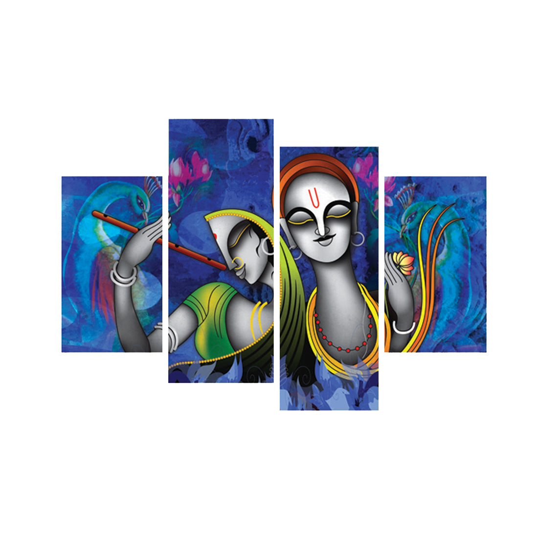Set of 4 Abstract Radha Krishna Premium Canvas Painting Kafalo