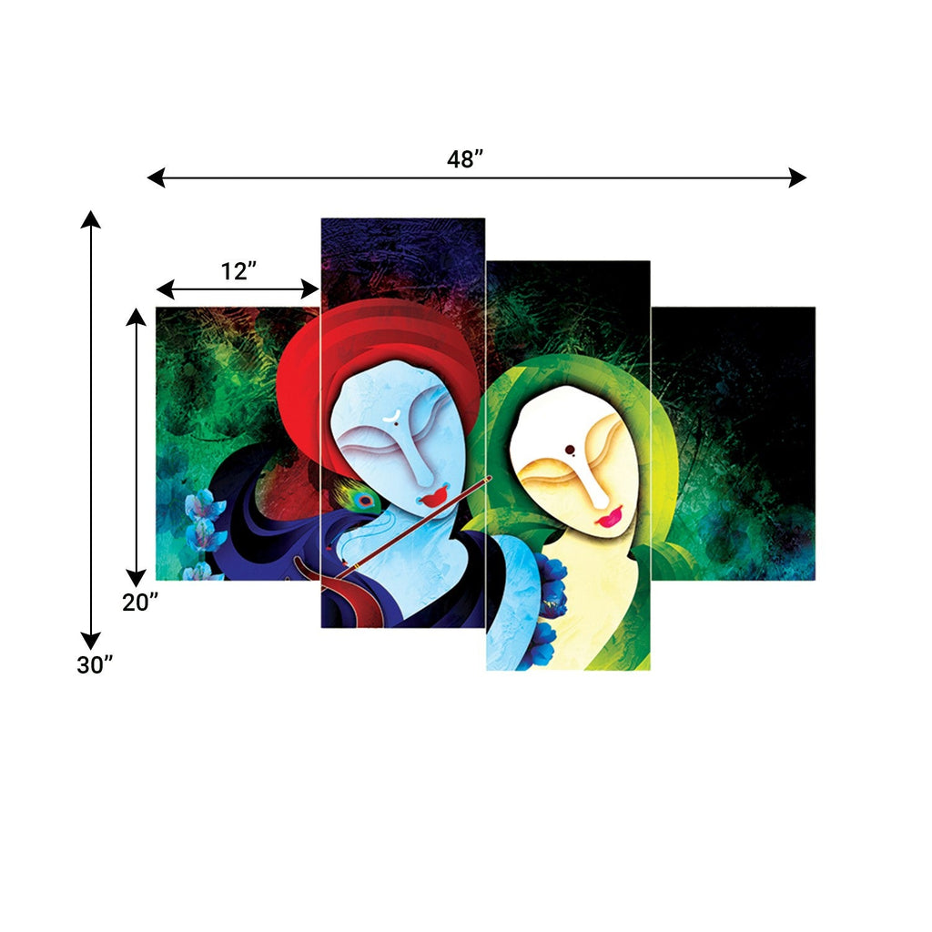 Set of 4 Radha Krishna Premium Sunboard Panels Painting Kafalo