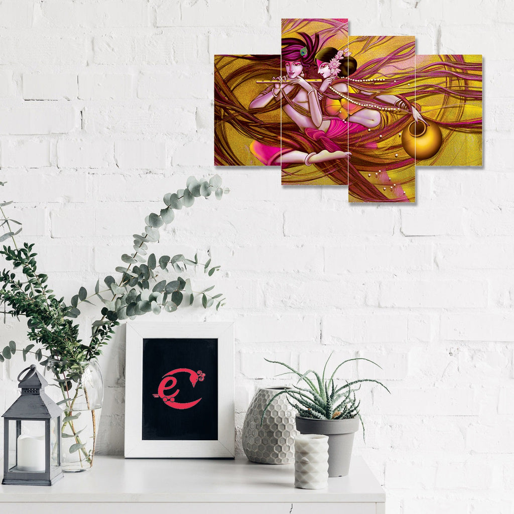 Set of 4 Radha Krishna Premium Sunboard Panels Painting Kafalo