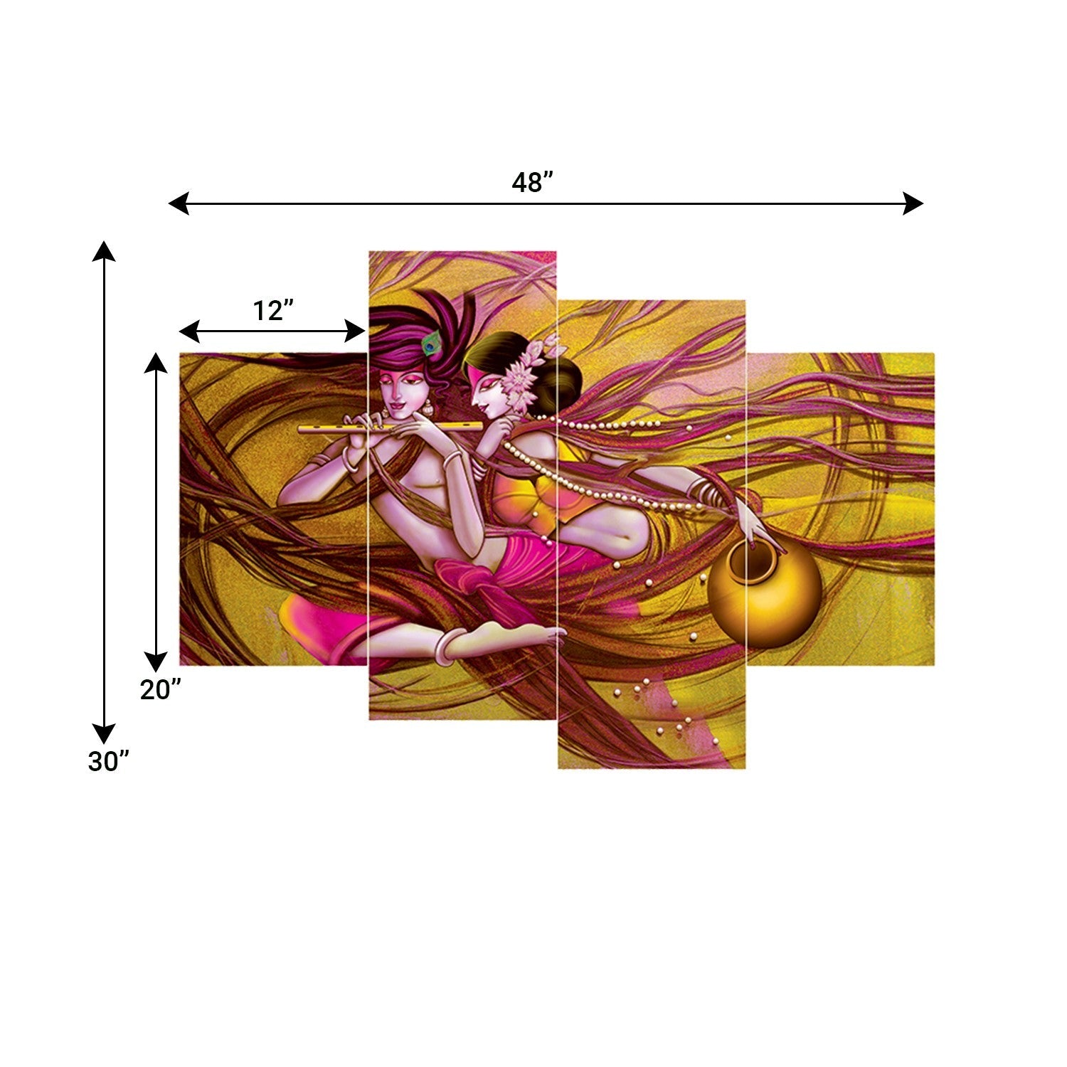 Set of 4 Radha Krishna Premium Sunboard Panels Painting Kafalo