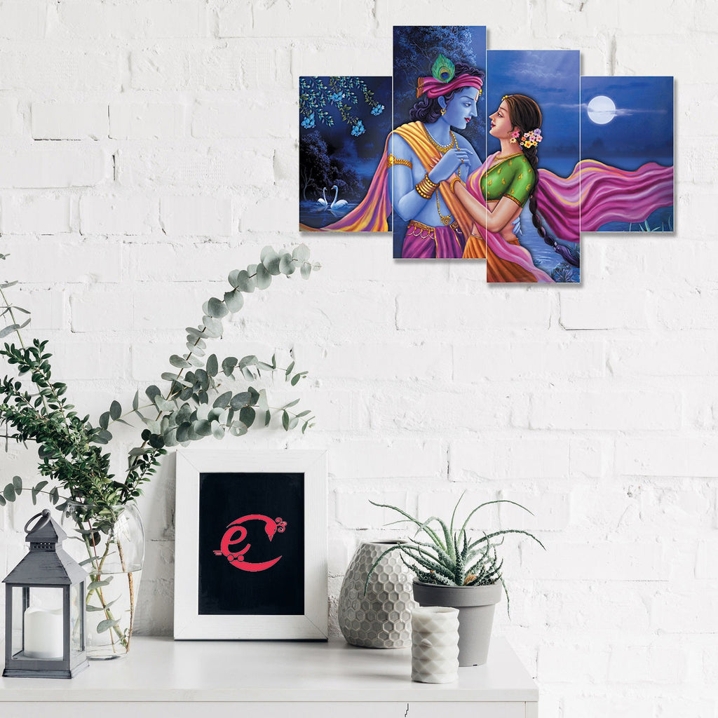 Set of 4 Radha Krishna Premium Sunboard Panels Painting Kafalo