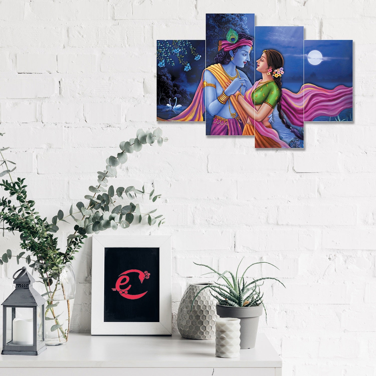 Set of 4 Radha Krishna Premium Sunboard Panels Painting Kafalo