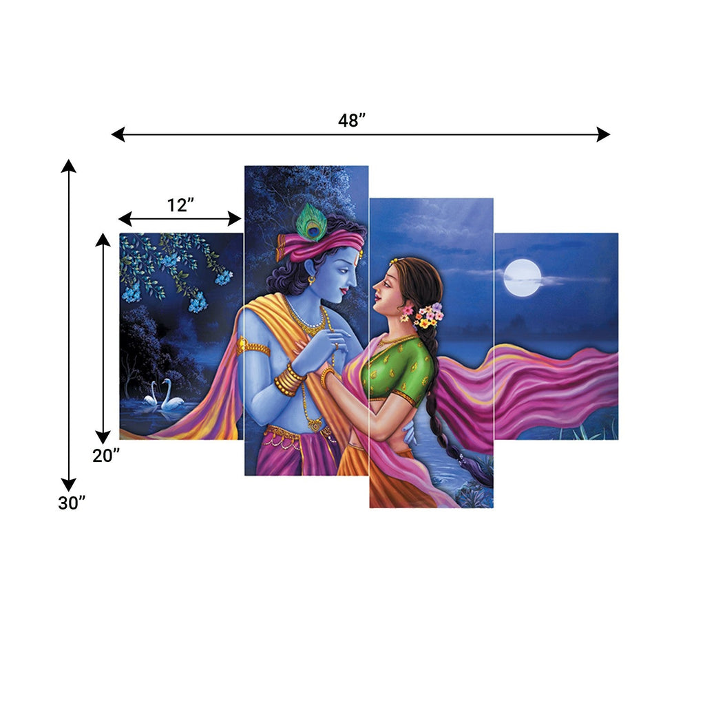 Set of 4 Radha Krishna Premium Sunboard Panels Painting Kafalo