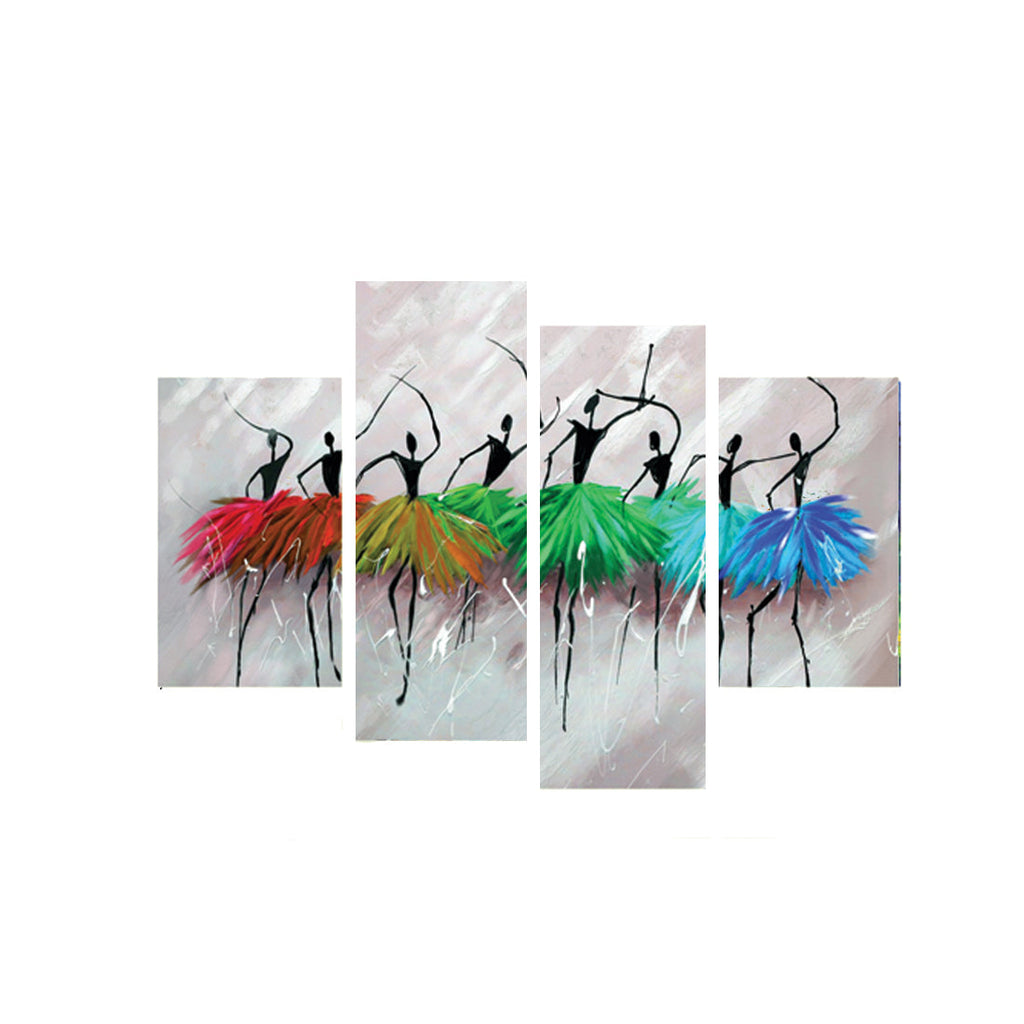 Set of 4 Abstract Dancing Lady Premium Canvas Painting Kafalo