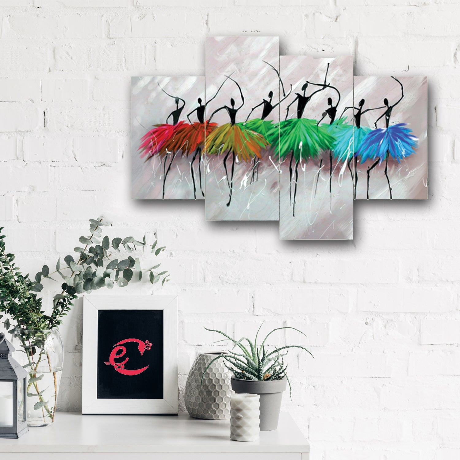 Set of 4 Abstract Dancing Lady Premium Canvas Painting Kafalo