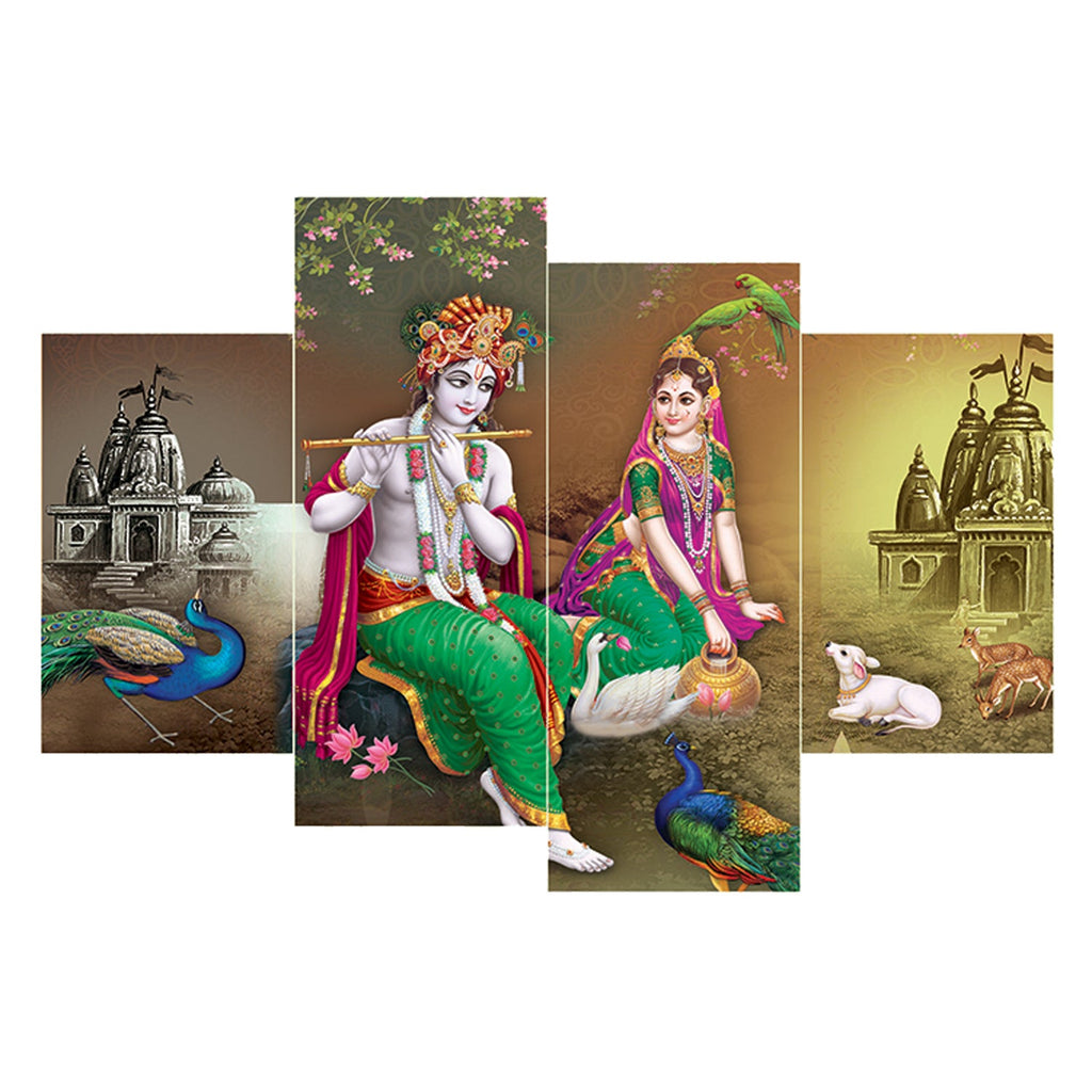 Set of 4 Radha Krishna Premium Sunboard Panels Painting Kafalo