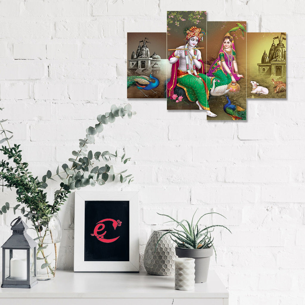 Set of 4 Radha Krishna Premium Sunboard Panels Painting Kafalo