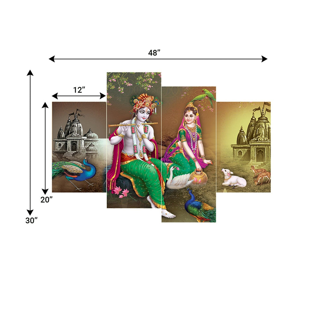 Set of 4 Radha Krishna Premium Sunboard Panels Painting Kafalo