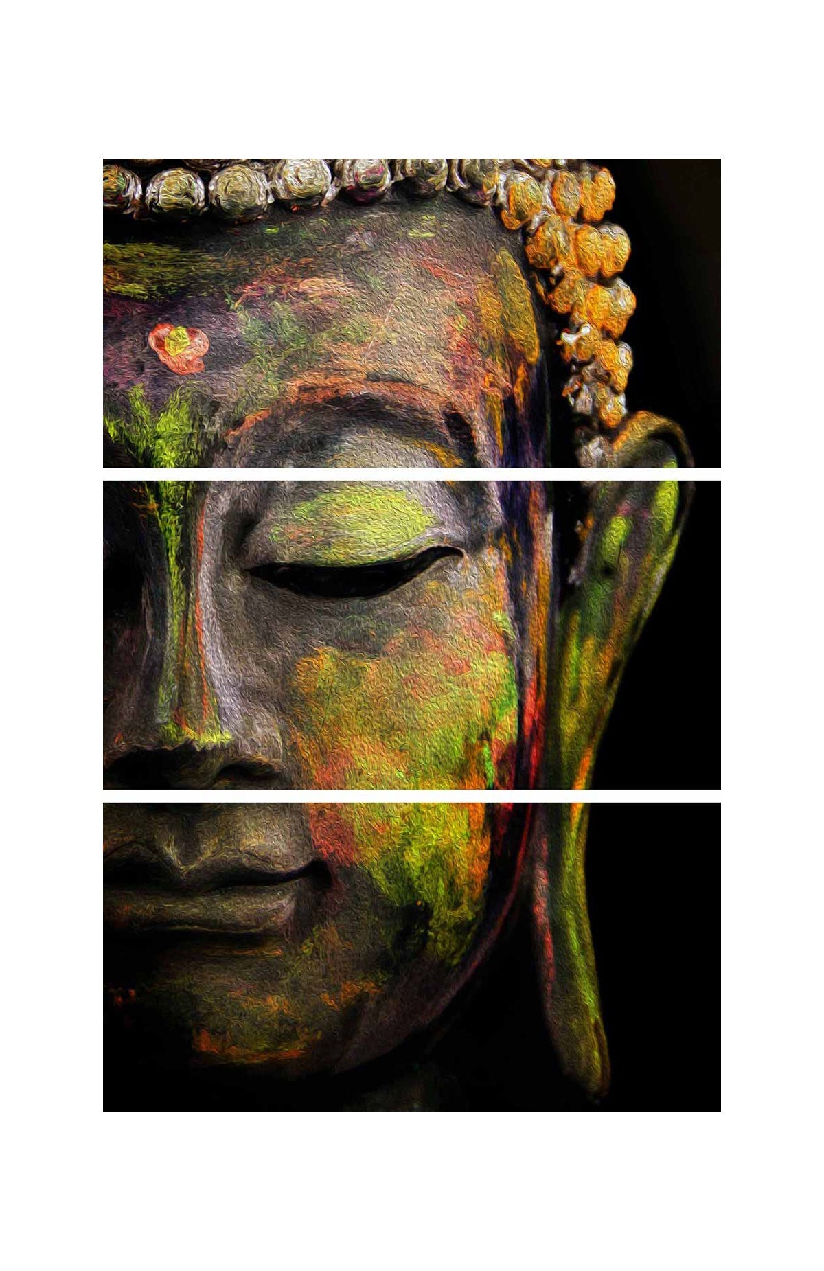 Set of 3 Meditating Buddha Premium Canvas Sunboard Painting Kafalo