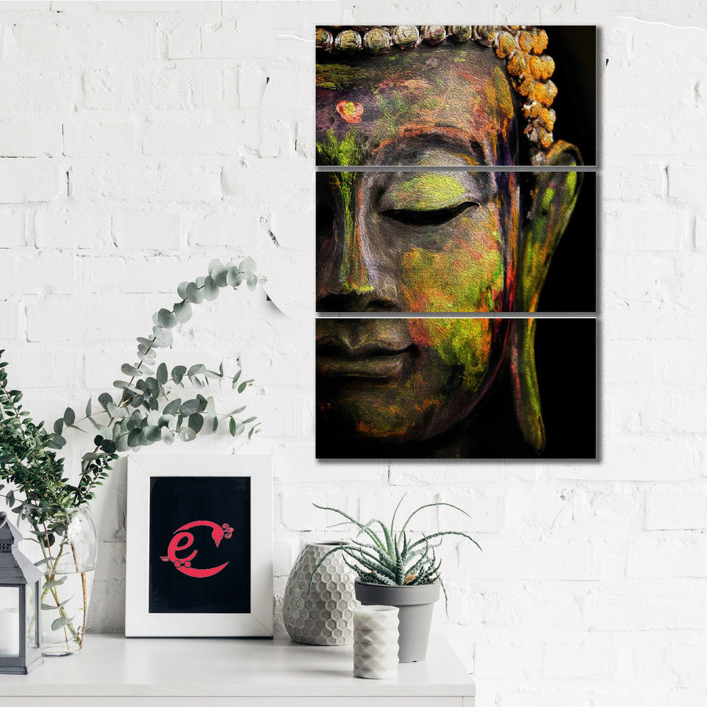 Set of 3 Meditating Buddha Premium Canvas Sunboard Painting Kafalo