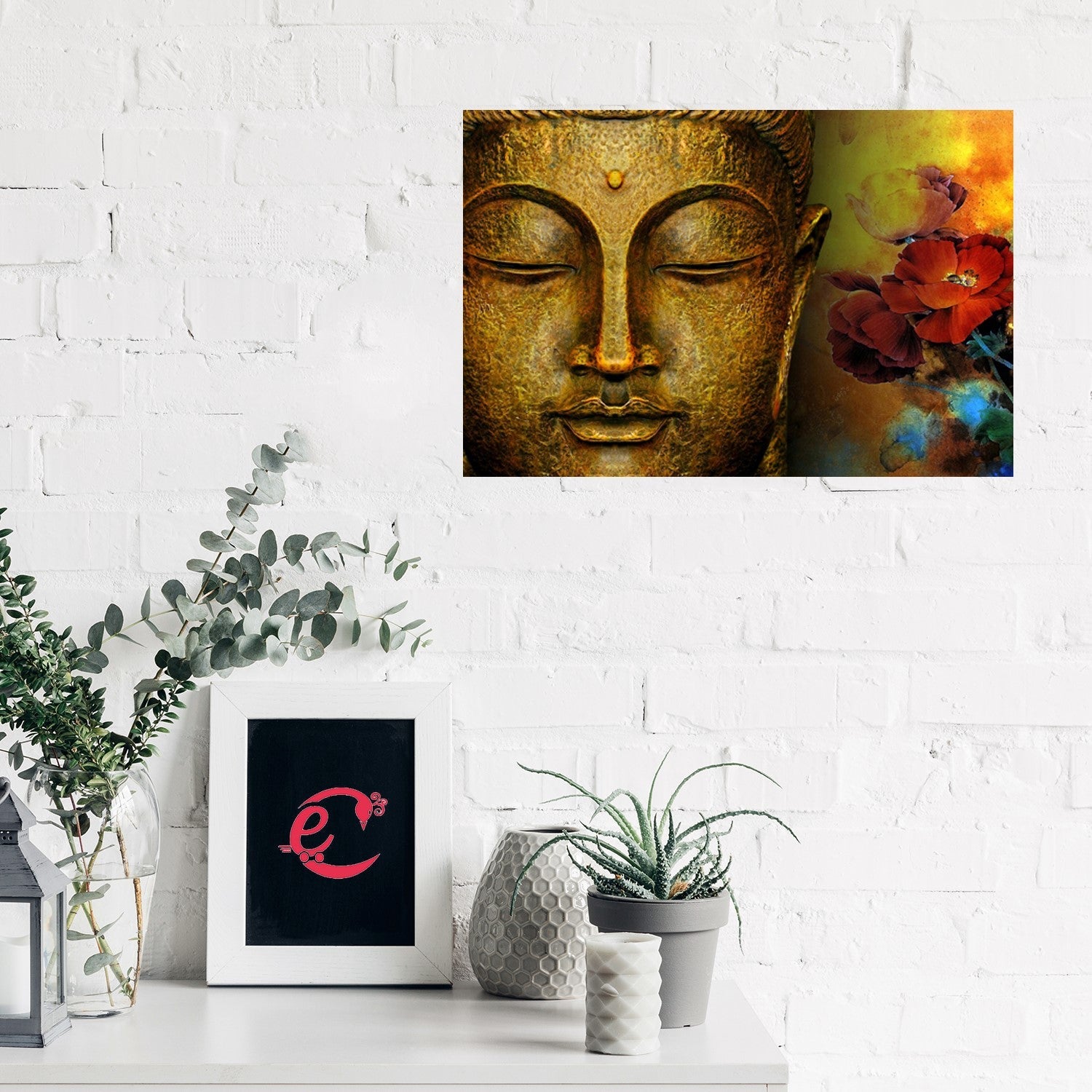 Spritual Buddha Design Self Adhesive Sparkle Coated Painting without frame Kafalo