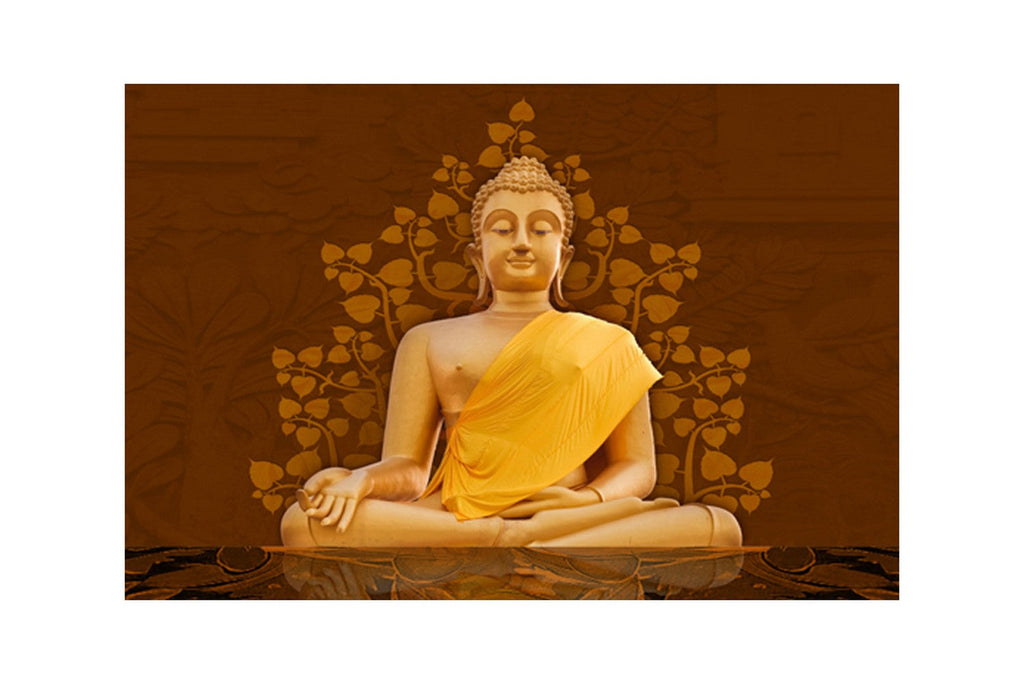 Meditating Buddha Design Self Adhesive Sparkle Coated Painting without frame Kafalo