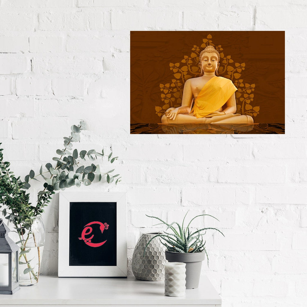 Meditating Buddha Design Self Adhesive Sparkle Coated Painting without frame Kafalo