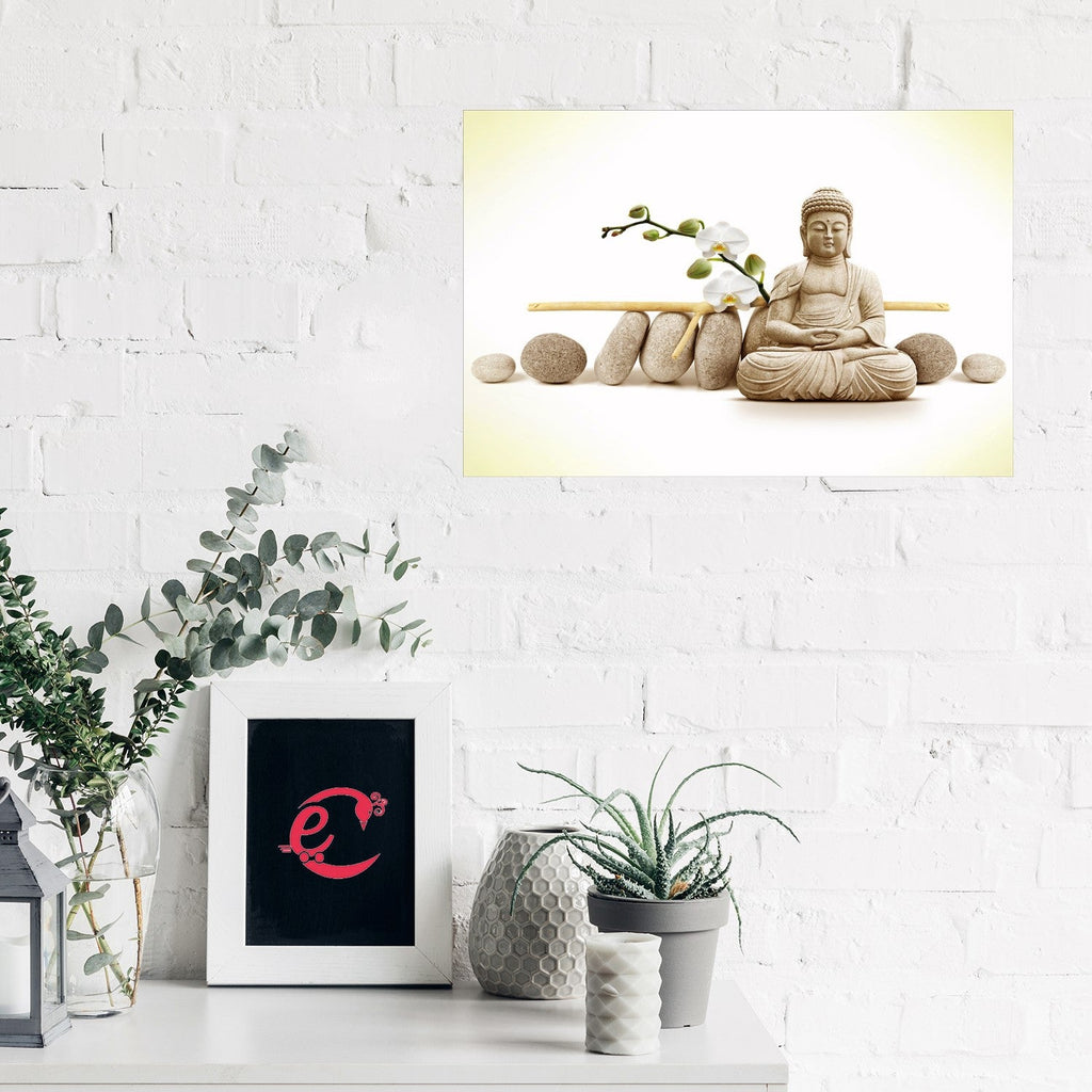 Meditating Buddha Design Self Adhesive Sparkle Coated Painting without frame Kafalo