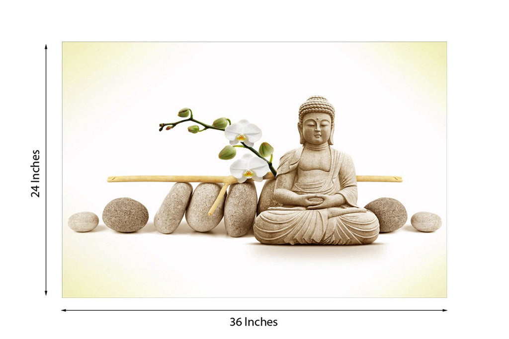 Meditating Buddha Design Self Adhesive Sparkle Coated Painting without frame Kafalo