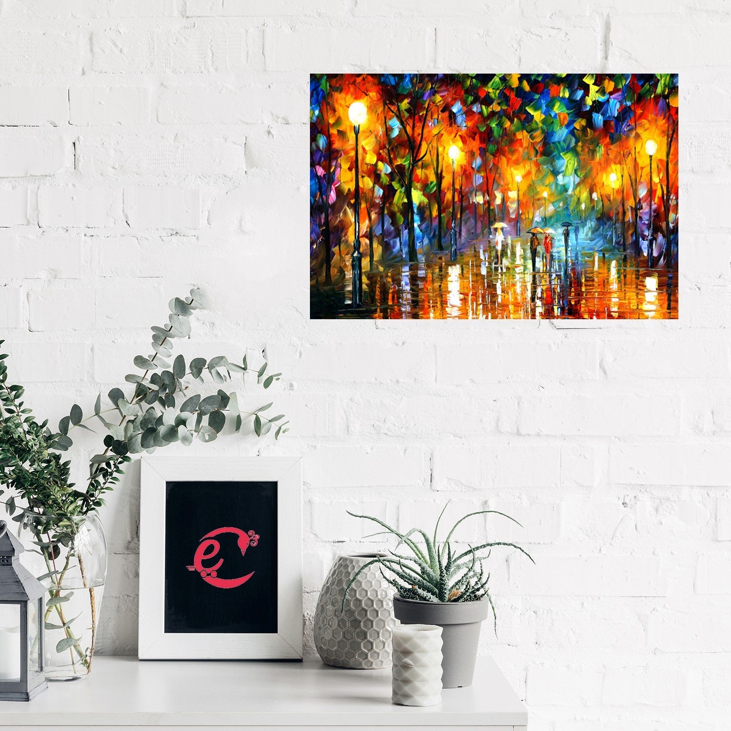Artistic Rain View Self Adhesive Sparkle Coated Painting without frame Kafalo