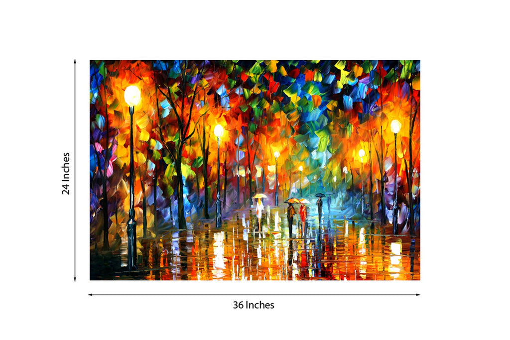Artistic Rain View Self Adhesive Sparkle Coated Painting without frame Kafalo