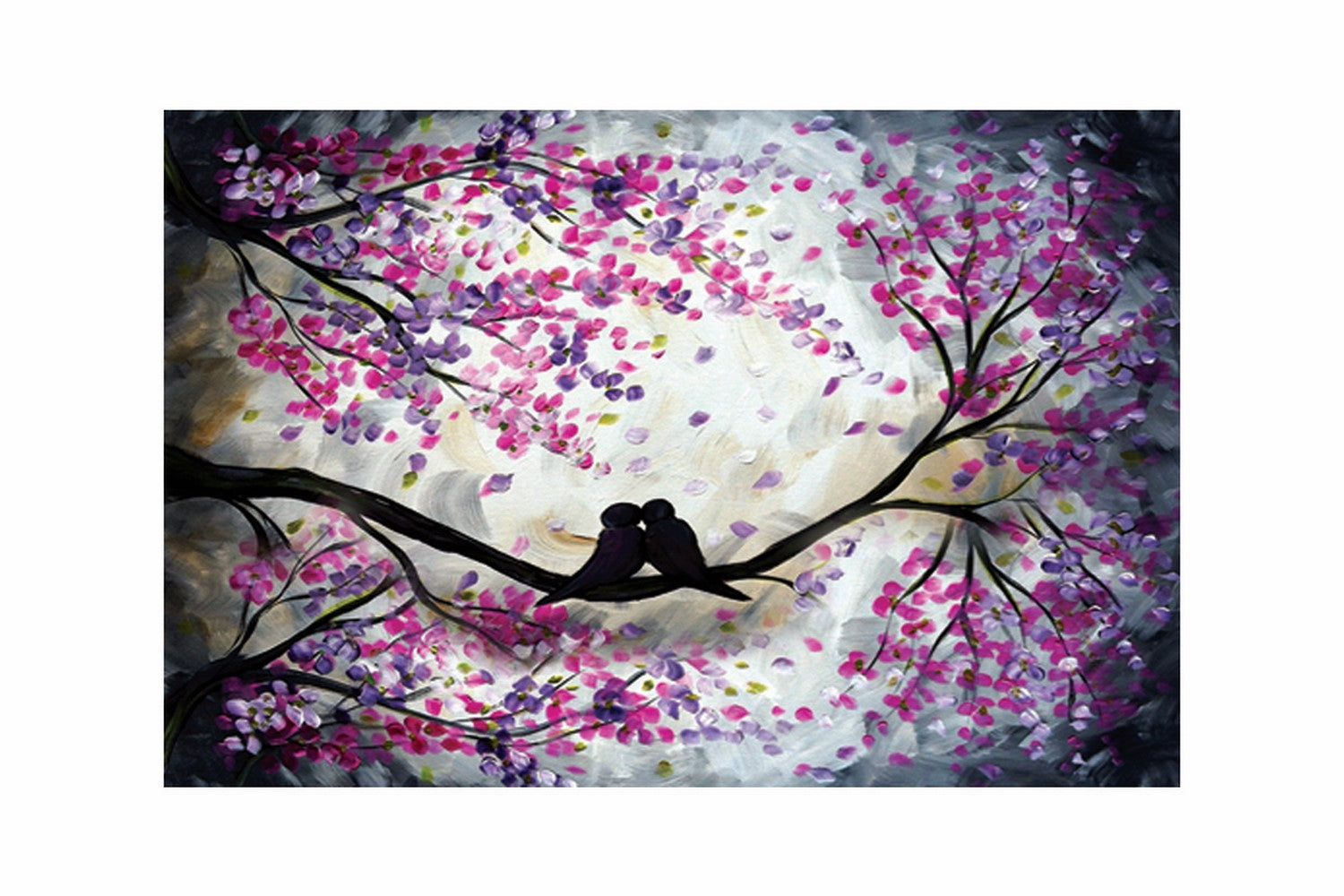 Kissing Love Birds Design Self Adhesive Sparkle Coated Painting without frame Kafalo