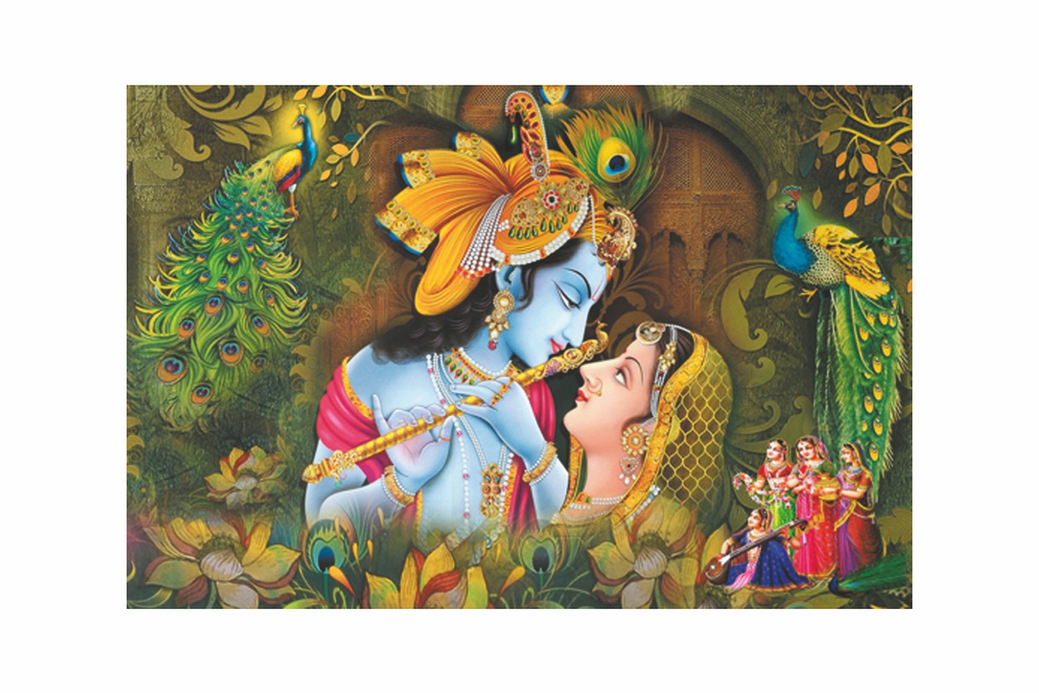 Radha Krishna Design Self Adhesive Sparkle Coated Painting without frame Kafalo