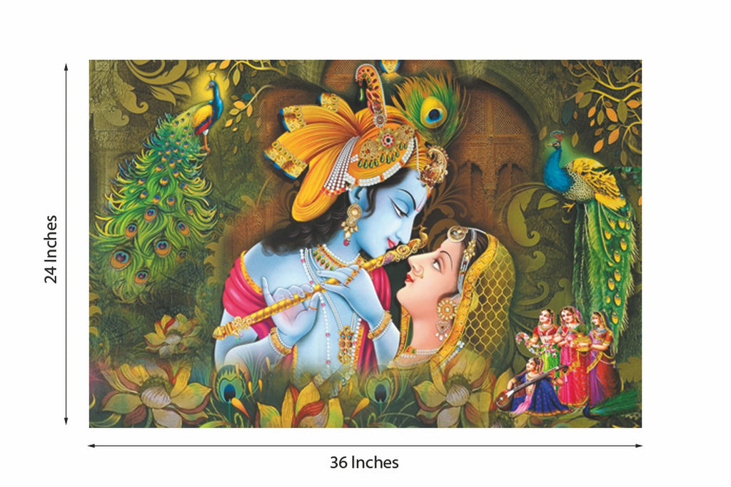 Radha Krishna Design Self Adhesive Sparkle Coated Painting without frame Kafalo