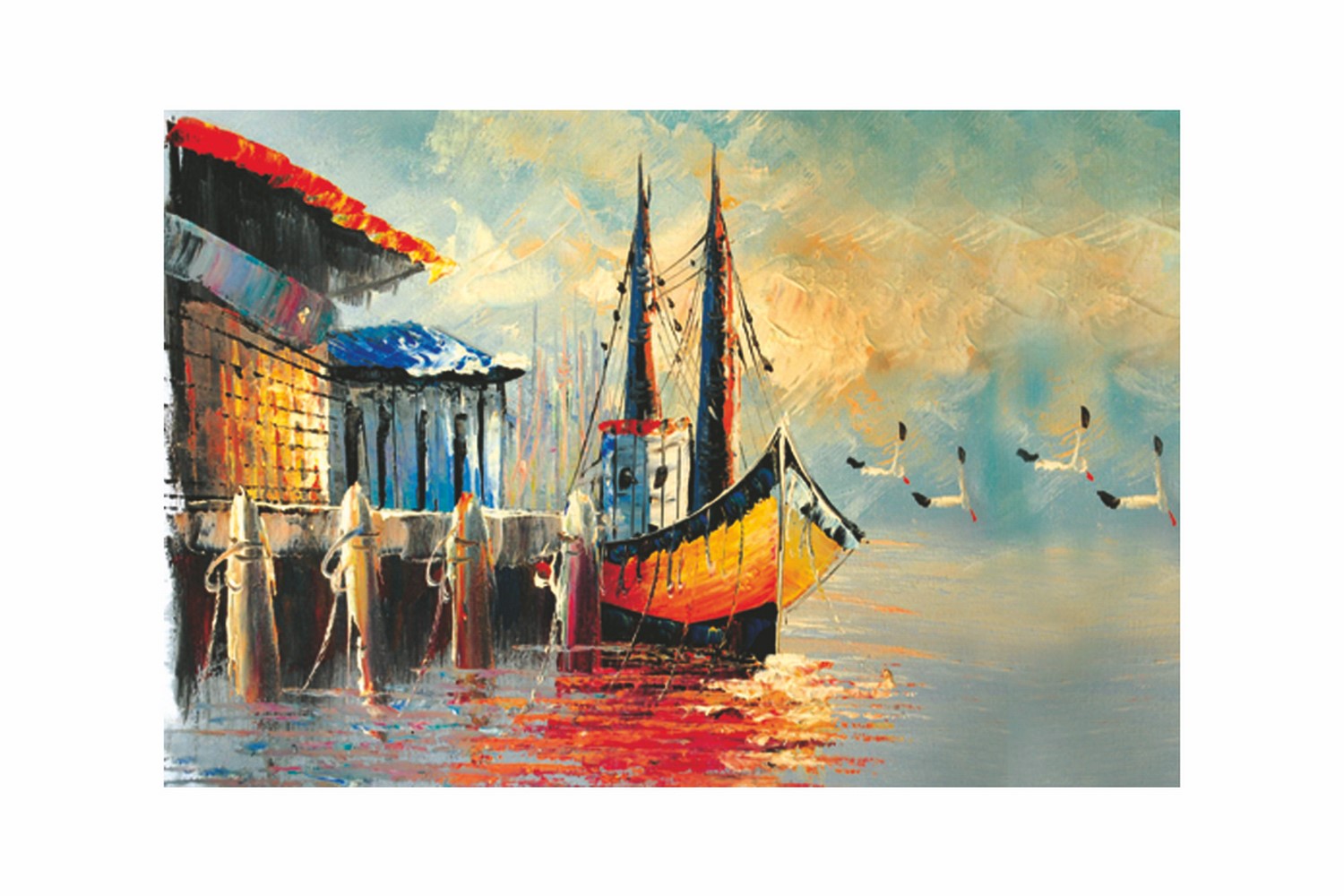 Beautiful Scenic View Design Self Adhesive Sparkle Coated Painting without frame Kafalo