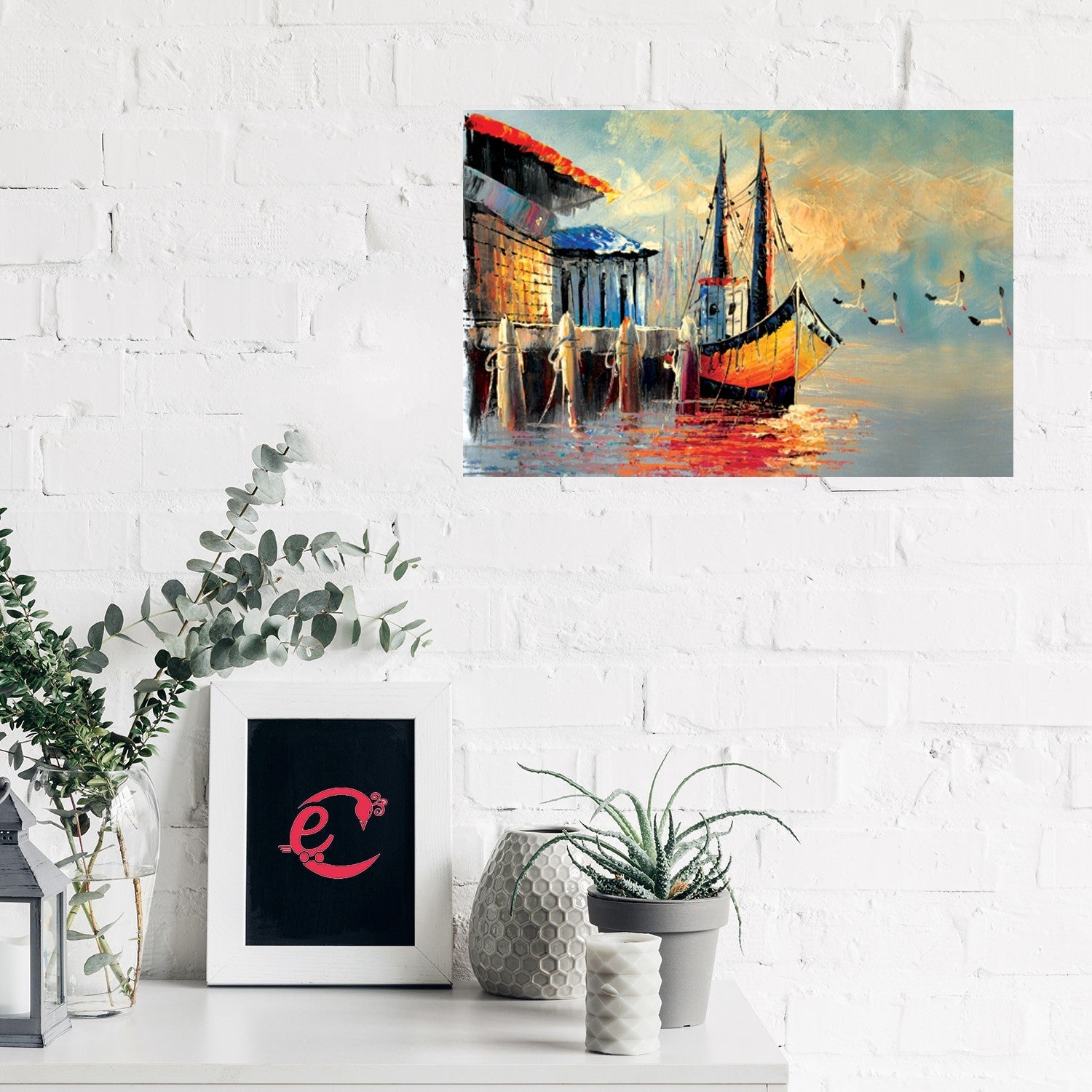 Beautiful Scenic View Design Self Adhesive Sparkle Coated Painting without frame Kafalo