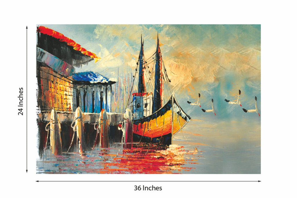 Beautiful Scenic View Design Self Adhesive Sparkle Coated Painting without frame Kafalo