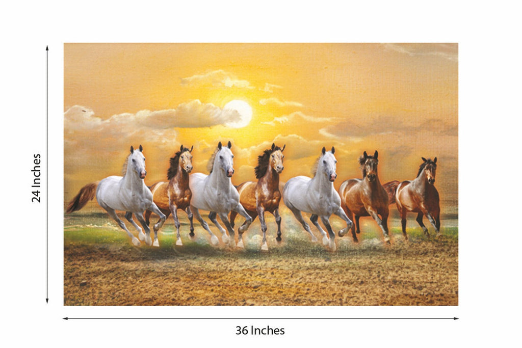 7 Lucky Running Horses Design Self Adhesive Sparkle Coated Painting without frame Kafalo