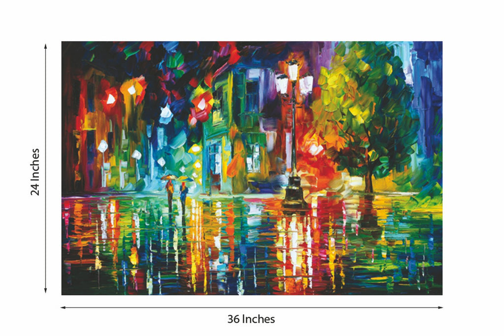 Beauty Under Rain Design Self Adhesive Sparkle Coated Painting without frame Kafalo