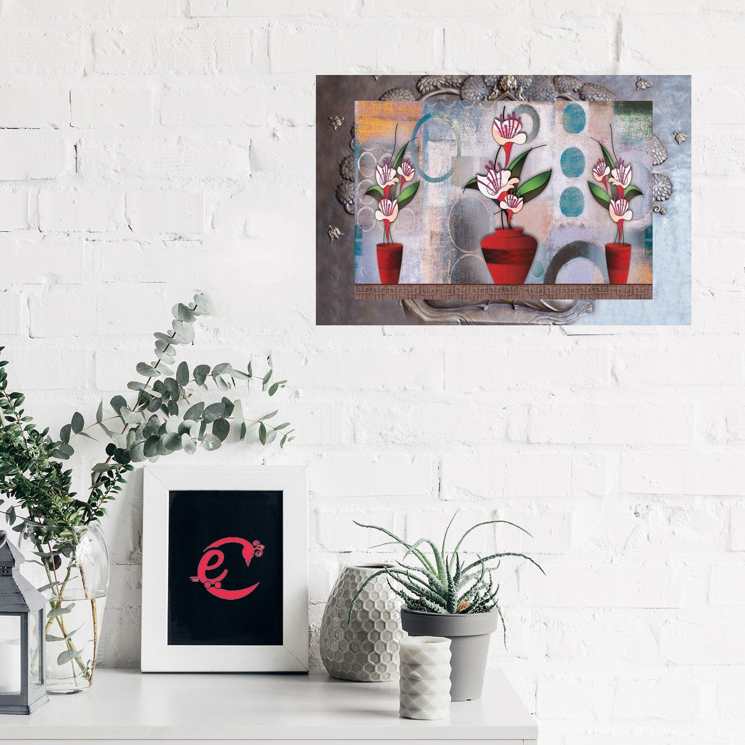 Botanical Theme Self Adhesive Sparkle Coated Painting without frame Kafalo