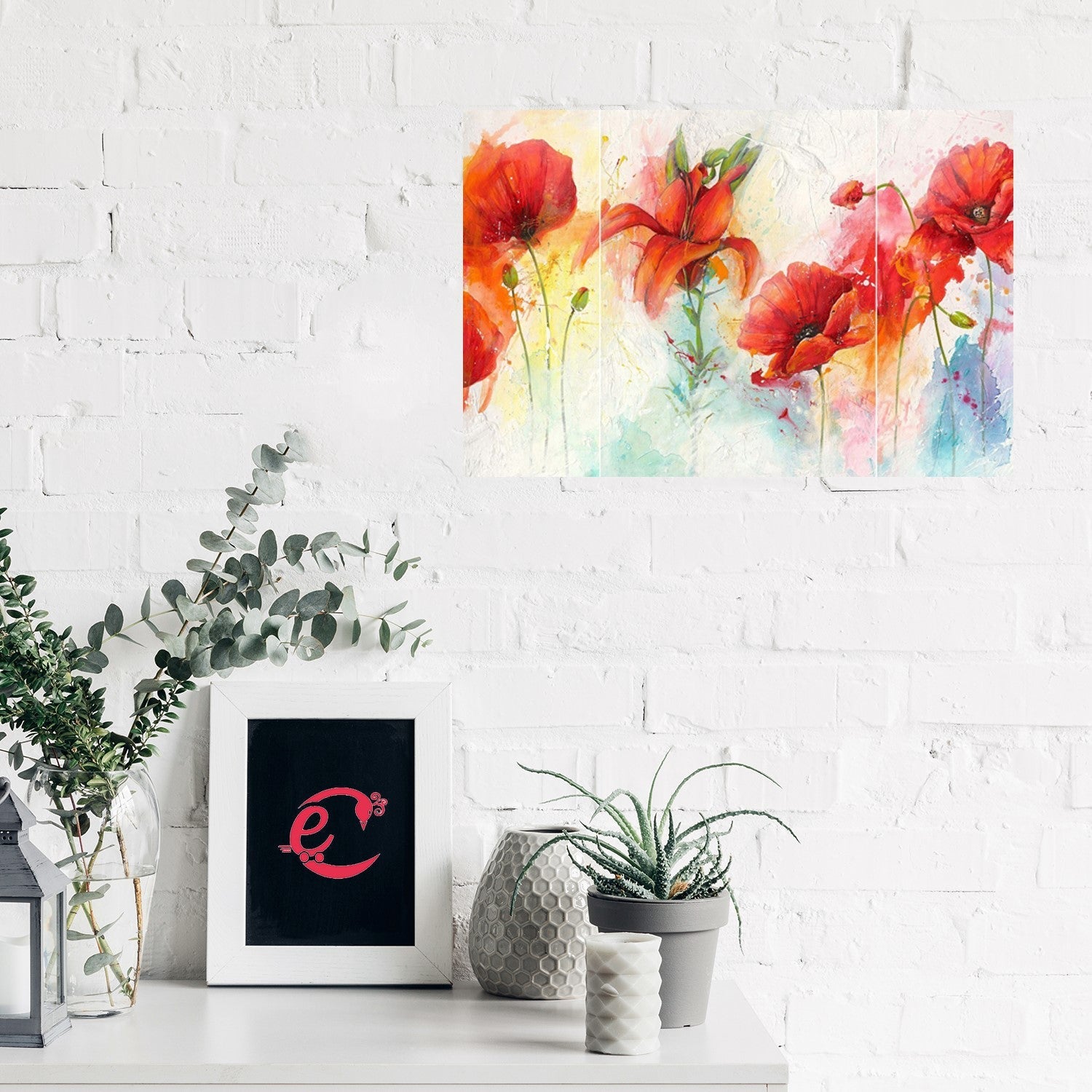 Floral Design Self Adhesive Sparkle Coated Painting without frame Kafalo