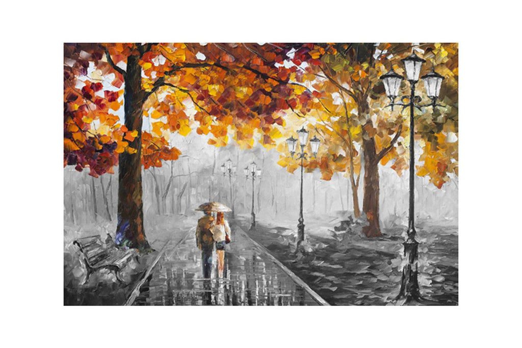 Couple Under Umbrella Self Adhesive Sparkle Coated Painting without frame Kafalo