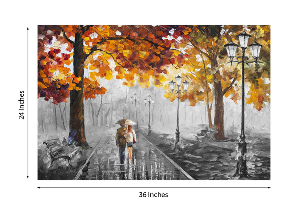 Couple Under Umbrella Self Adhesive Sparkle Coated Painting without frame Kafalo