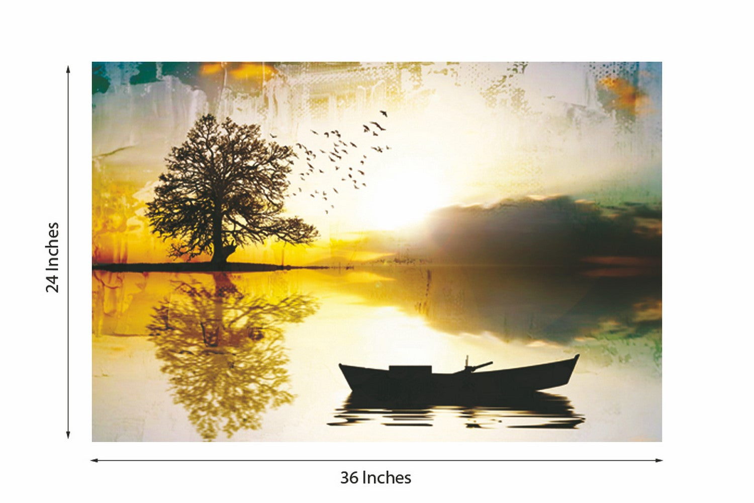 Scenic River Side View Self Adhesive Sparkle Coated Painting without frame Kafalo