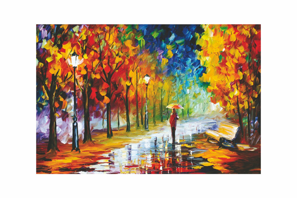 Artistic Rain View Design Self Adhesive Sparkle Coated Painting without frame Kafalo
