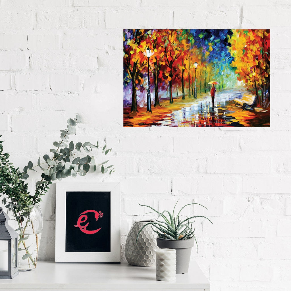 Artistic Rain View Design Self Adhesive Sparkle Coated Painting without frame Kafalo