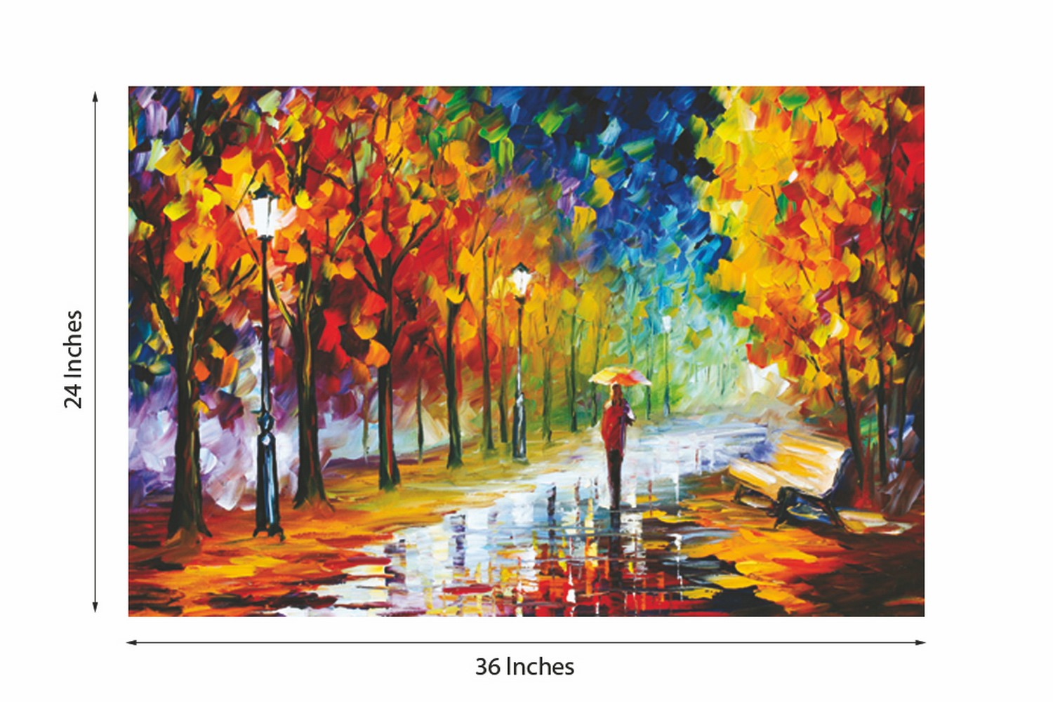 Artistic Rain View Design Self Adhesive Sparkle Coated Painting without frame Kafalo