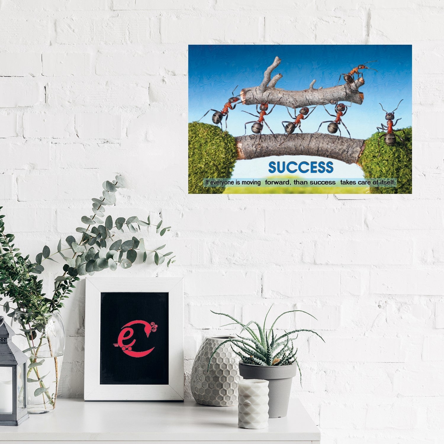 Success Theme Design Self Adhesive Sparkle Coated Painting without frame Kafalo