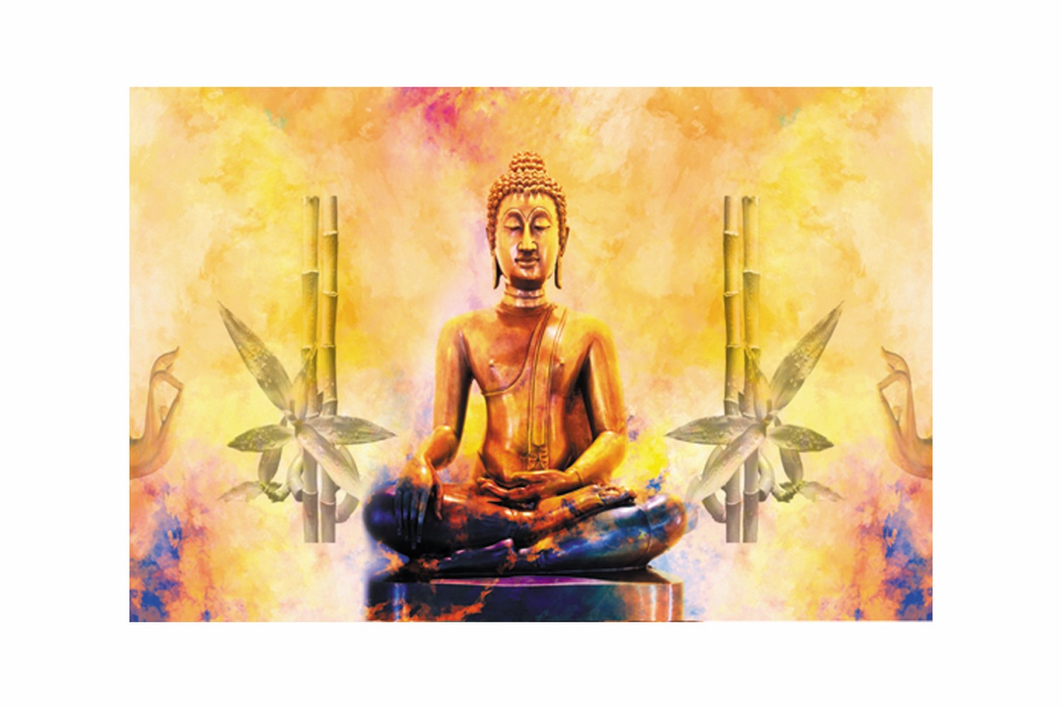 Meditating Buddha Design Self Adhesive Sparkle Coated Painting without frame Kafalo