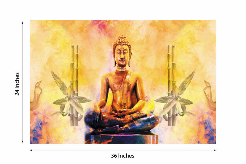 Meditating Buddha Design Self Adhesive Sparkle Coated Painting without frame Kafalo